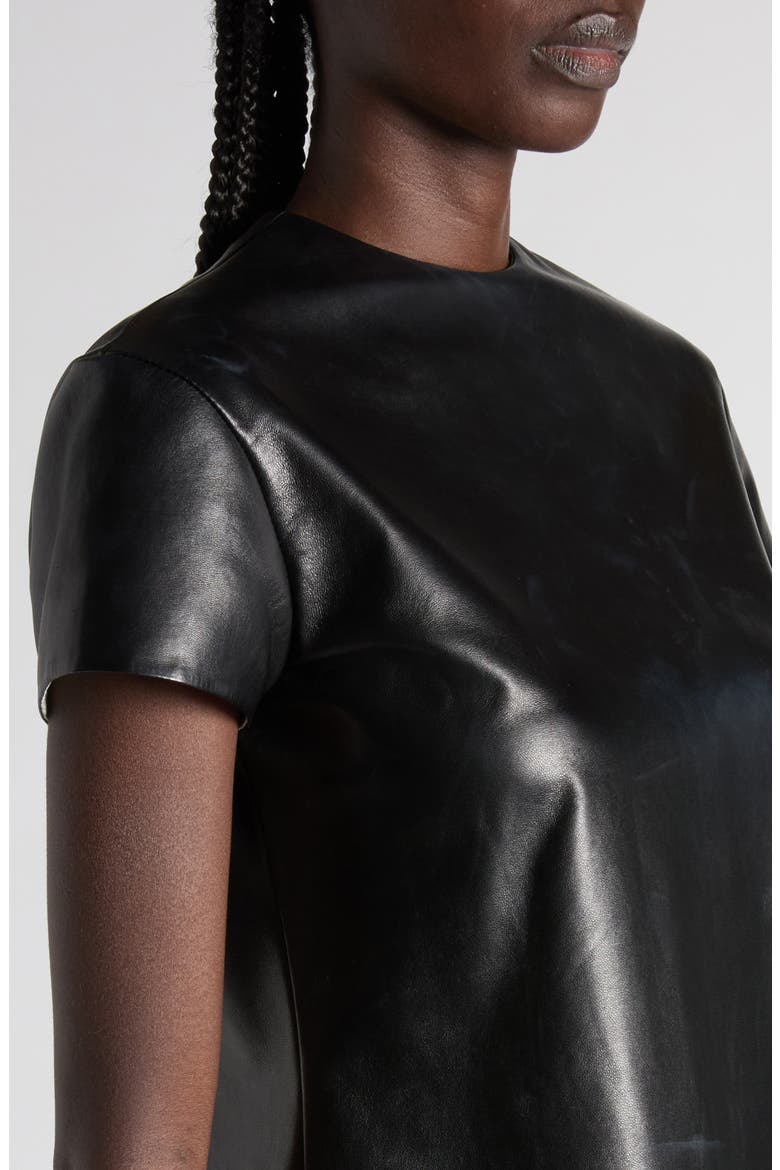 Leather T-Shirt, Alternate, color, BLACK