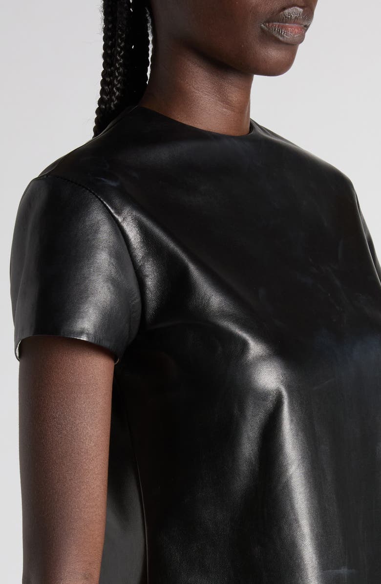 TOM FORD Leather T-Shirt, Alternate, color, Black