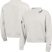 Champion Women's Champion Oatmeal Pittsburgh Penguins Collar Script Triumph Fleece Crewneck Sweatshirt