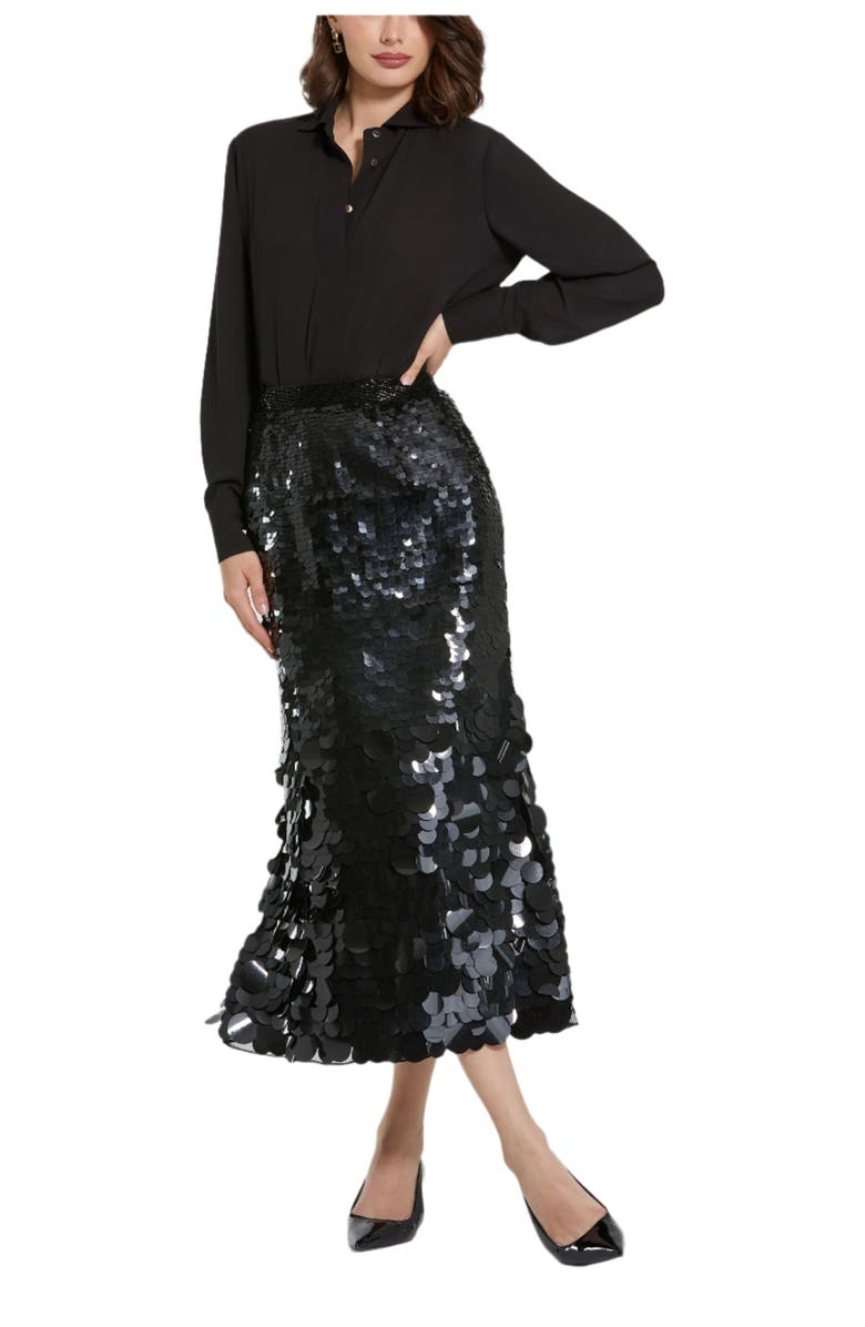 Mac Duggal Paillette Sequin Midi Skirt, Alternate, color,