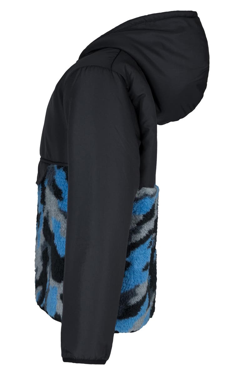 Hurley Faux Shearling Quarter Zip Pullover, Alternate, color, 023Black