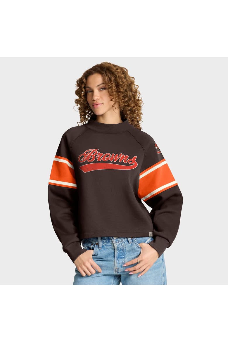 Women's Fanatics Brown Cleveland Browns Oversized Hometown Toss Sweep Mock Neck Pullover, Alternate, color, Brown