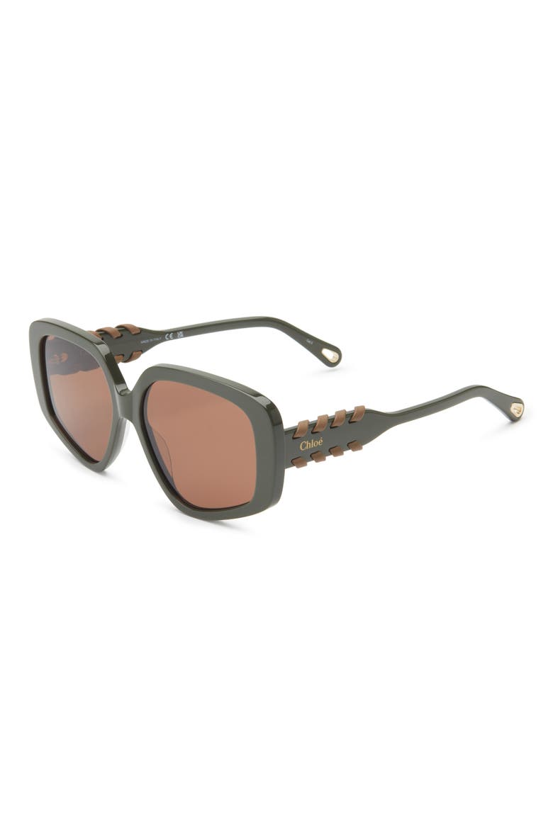 Geometric Sunglasses, Alternate, color, GREEN GREEN BROWN