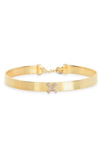 Meshmerise 'x' Diamond Ribbed Chain Bracelet In Yellow Gold