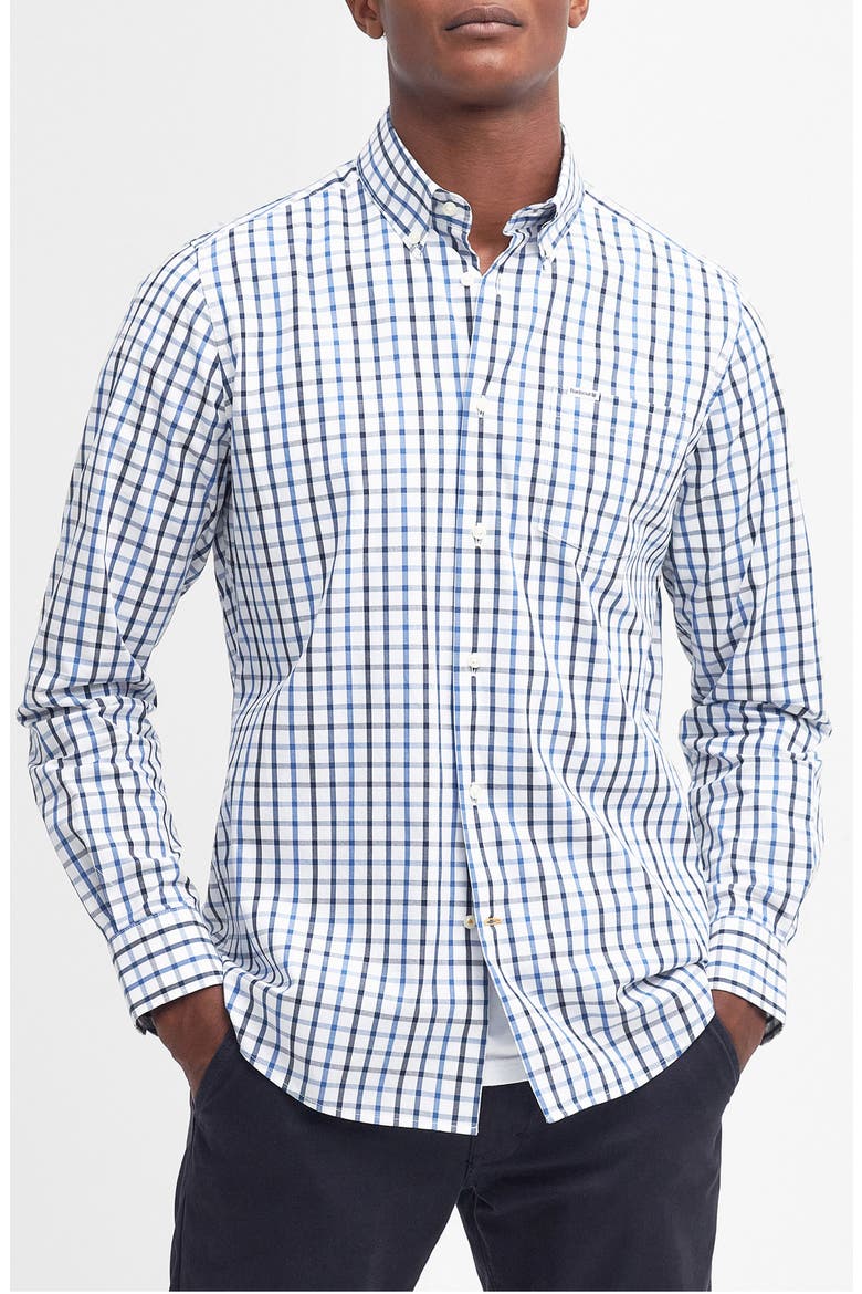 Eldon Tailored Fit Gingham Button-Down Shirt, Main, color, INDIGO