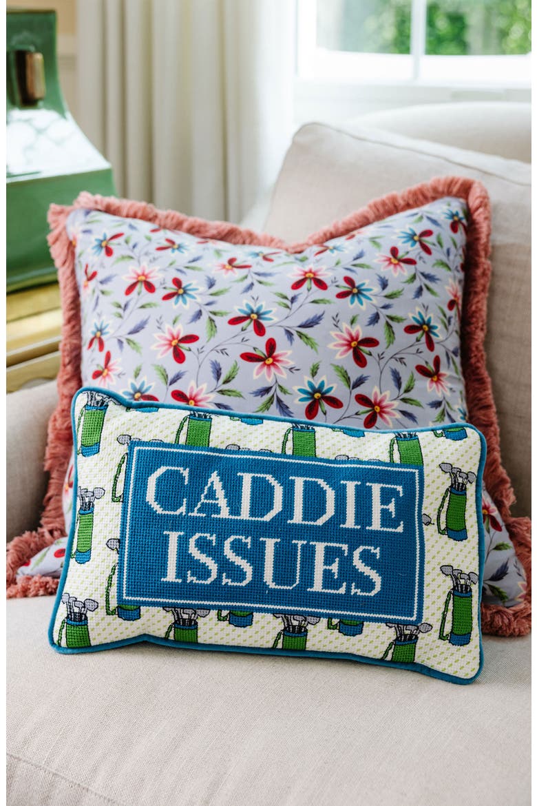 Caddie Issues Needlepoint Pillow, Alternate, color, Caddie Issues
