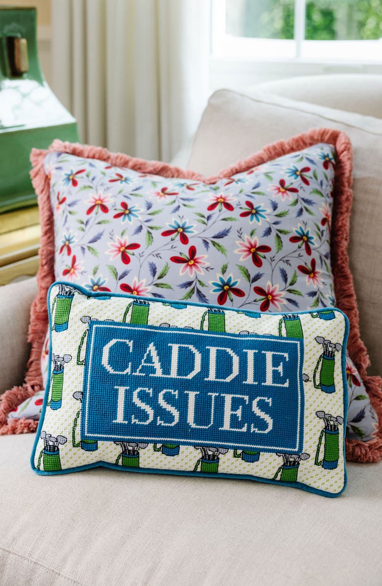 Furbish Caddie Issues Needlepoint Pillow, Alternate, color, Caddie Issues