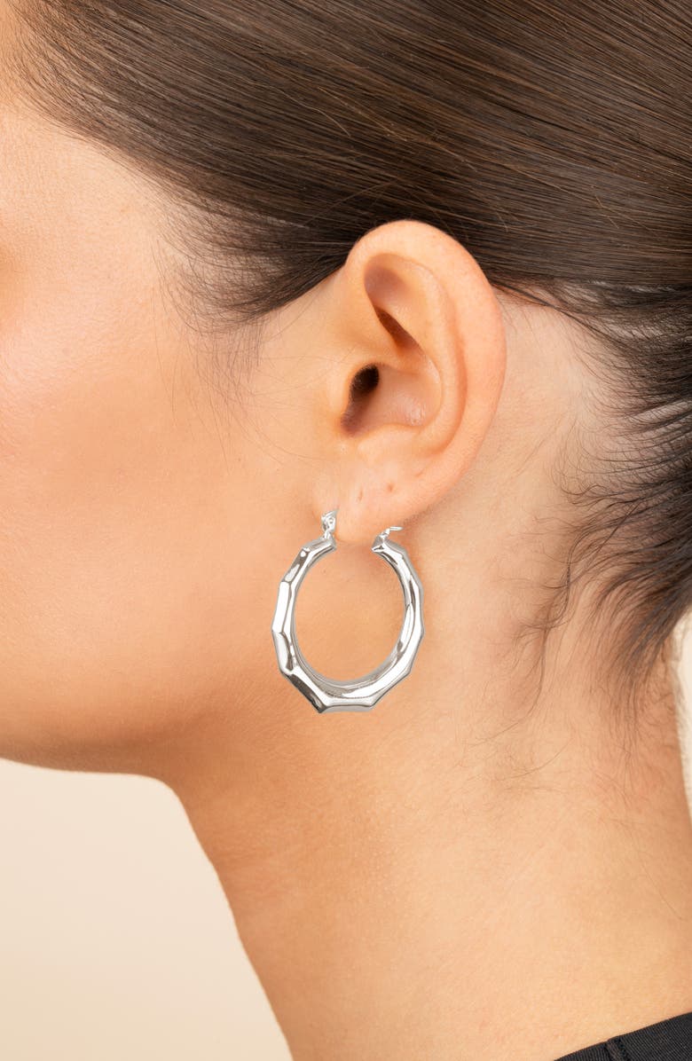 Sterling Forever Zia Door Knocker Hoop Earrings, Alternate, color, 