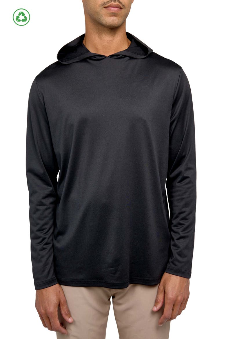 Regular Fit Melange Recycled Performance Hoodie, Main, color, BLACK