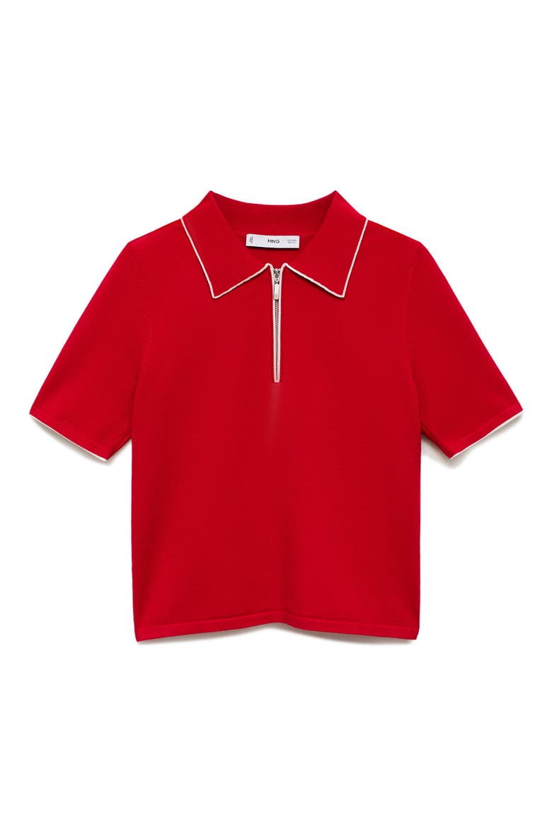 Tipped Short Sleeve Polo Sweater, Main, color, RED