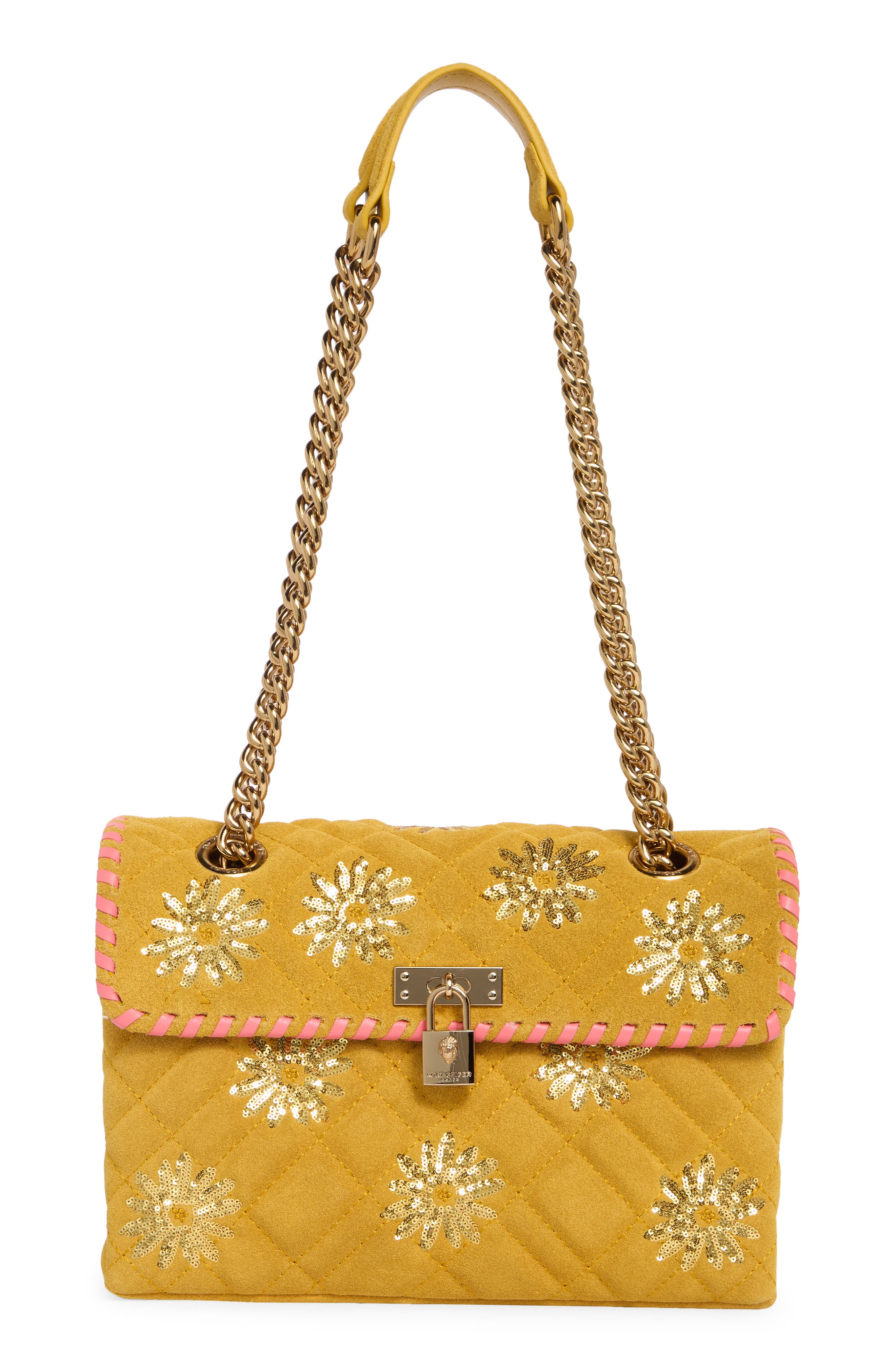 Kurt Geiger London Brixton Sequin Flower Suede Shoulder Bag