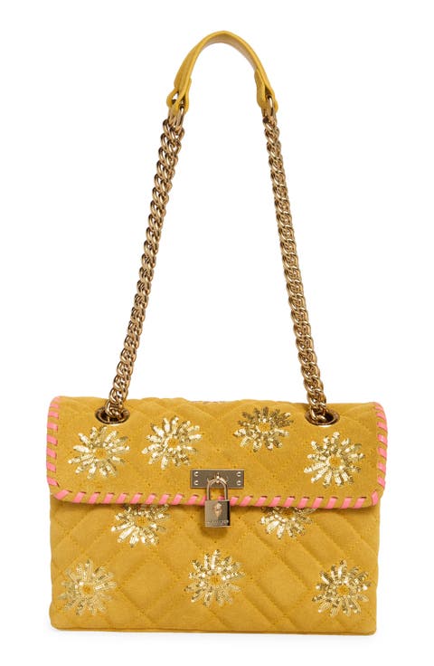 Brixton Sequin Flower Suede Shoulder Bag