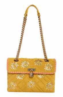 Kurt Geiger London Brixton Sequin Flower Suede Shoulder Bag