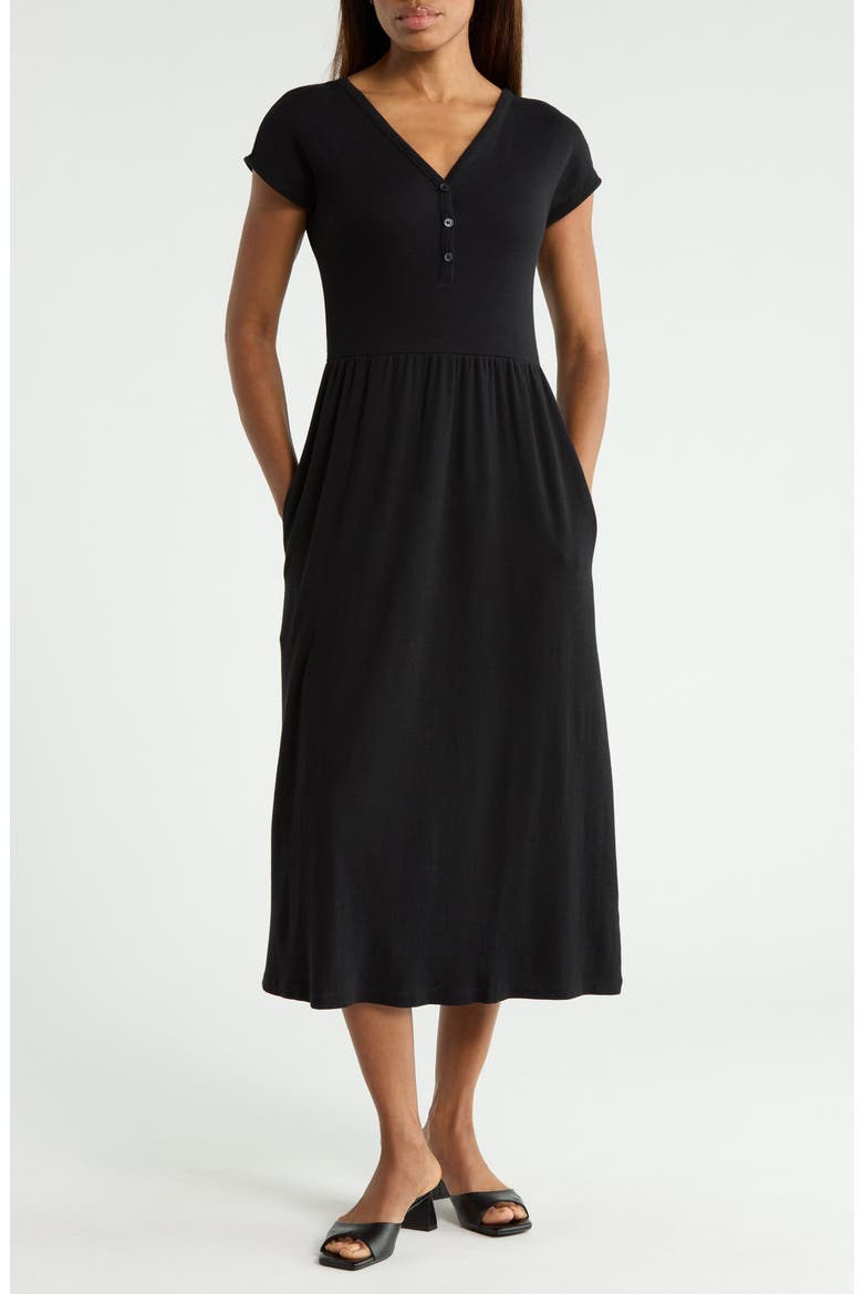 Henley Midi Dress, Main, color, BLACK