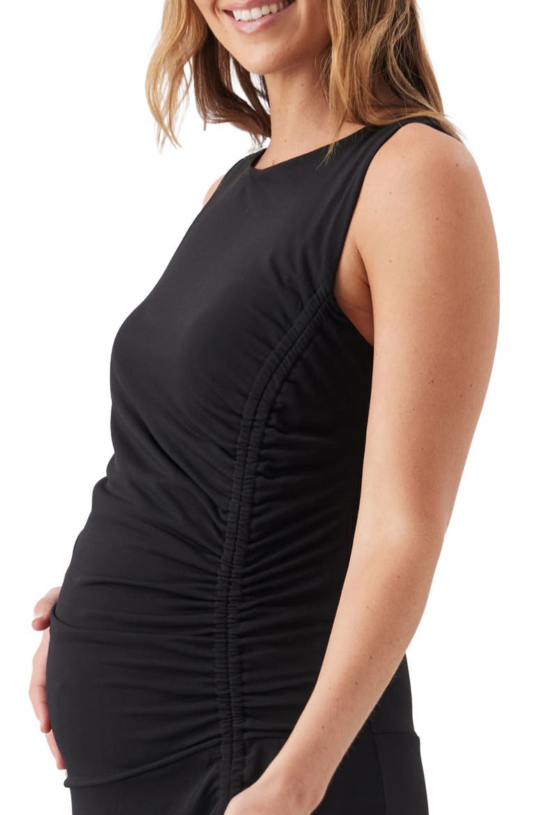 Erika Ruched Sleeveless Maternity Dress, Alternate, color, Black