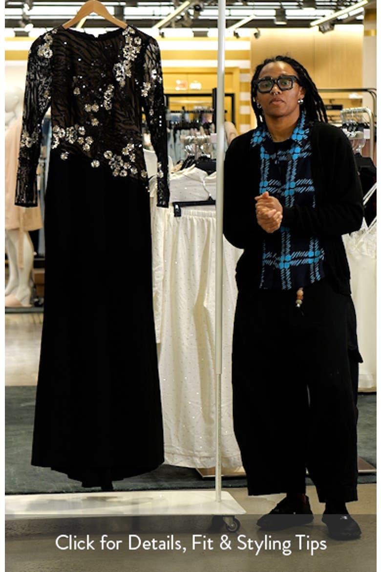 Sequin Lace Bodice Long Sleeve Gown video