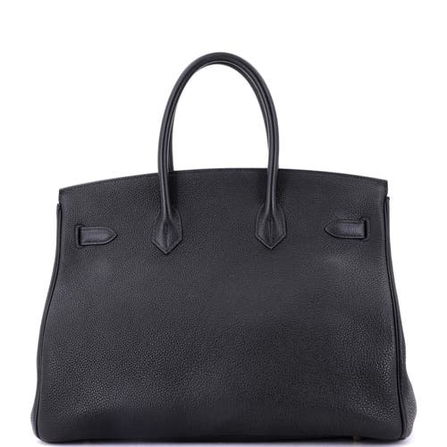Pre-owned Hermes  Hermes Birkin Handbag Black Togo With Gold Hardware 35 In Black