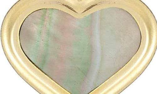Ember Fine Jewelry 14k Gold Mother Of Pearl Heart Stud Earrings In Gold