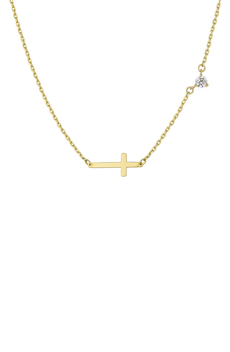 CANDELA JEWELRY 10K Gold Cross Pendant Necklace, Main, color, Gold
