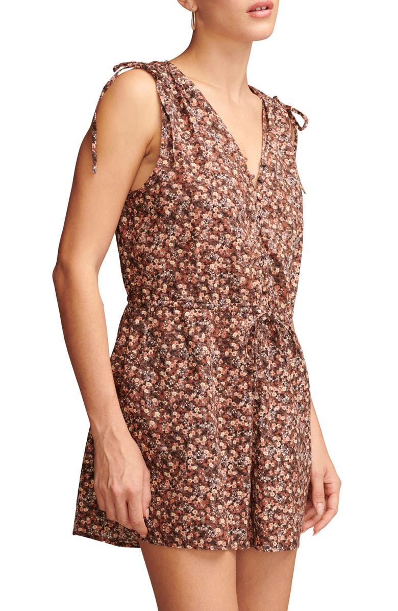 Lucky Brand Floral Print Cinched Sleeveless Cotton Romper, Alternate, color, 