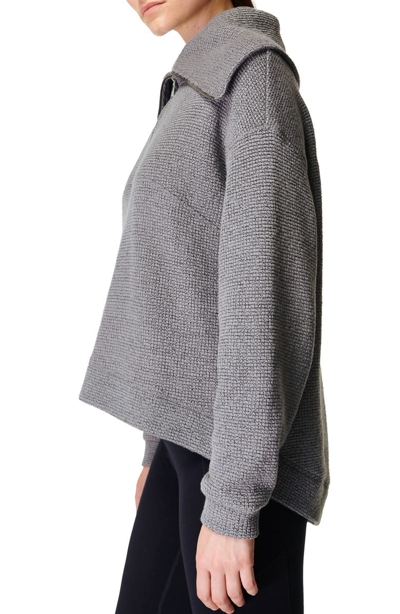 Sweaty Betty Restful Bouclé Half Zip Pullover, Alternate, color, Charcoal M