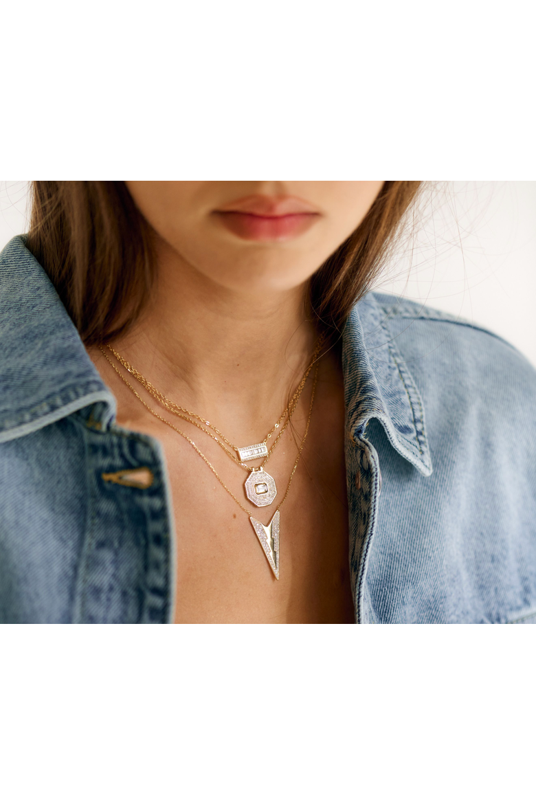 Baguette Bar Necklace, Alternate, color, Silver