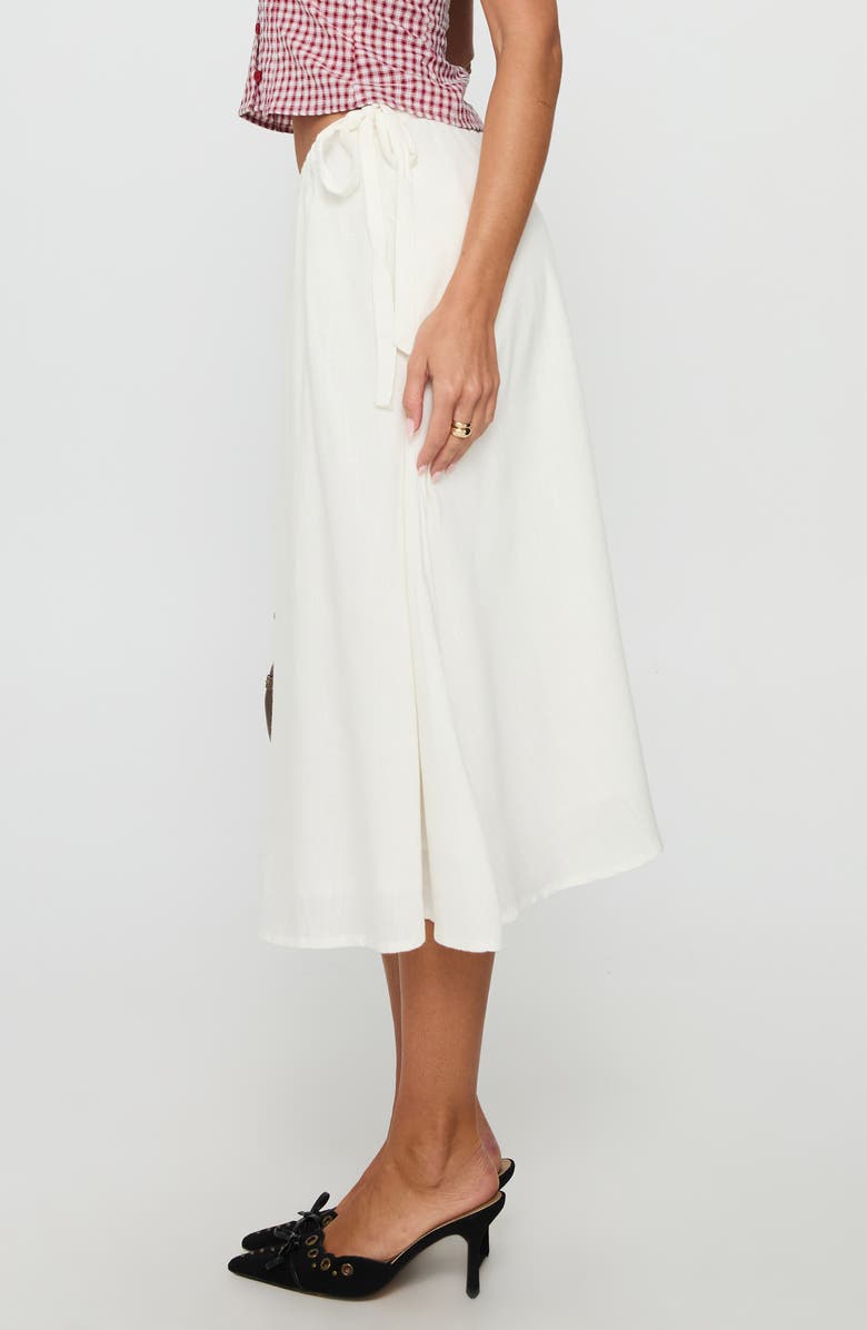 Princess Polly Persuasion Side Tie Midi Skirt, Alternate, color, White