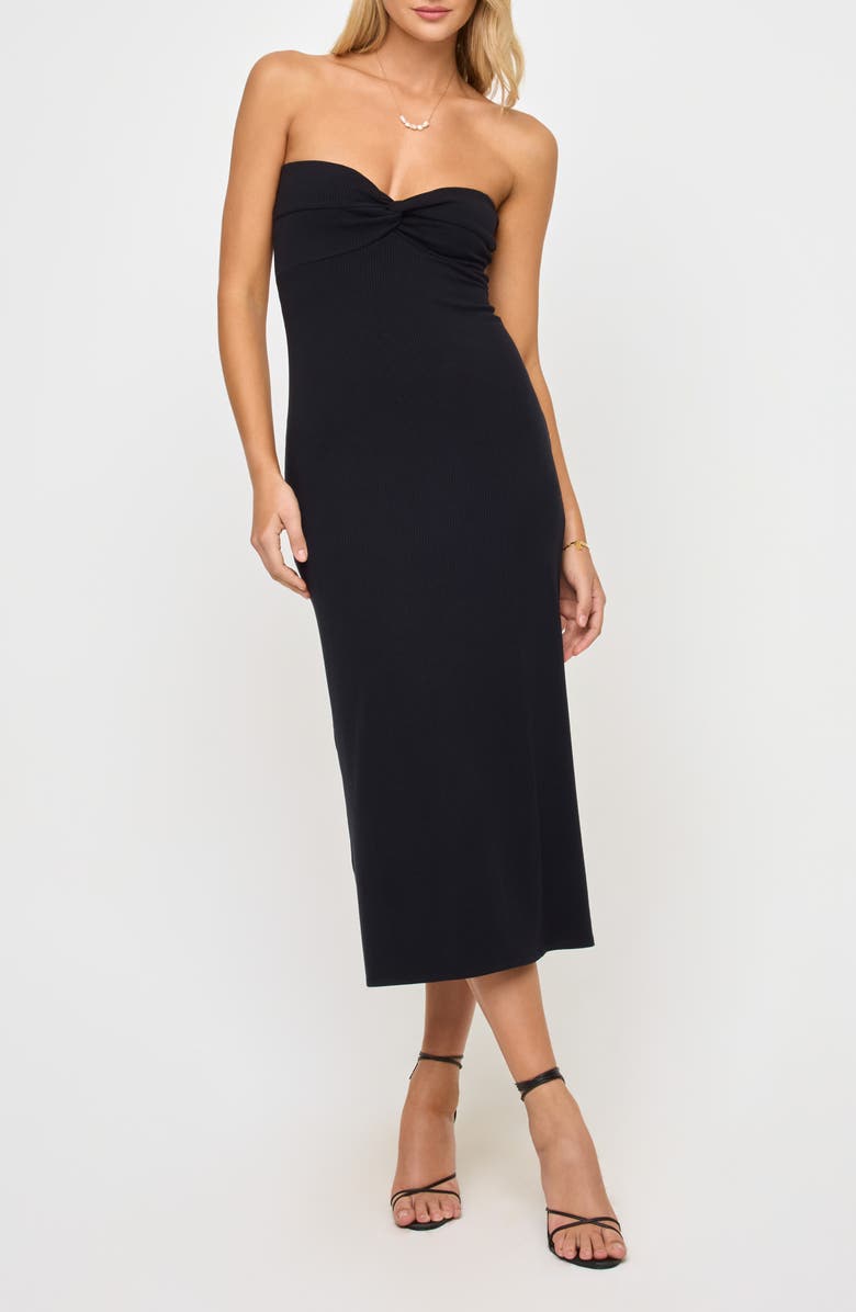 LSPACE Lisette Strapless Rib Cover-Up Dress, Main, color, Black