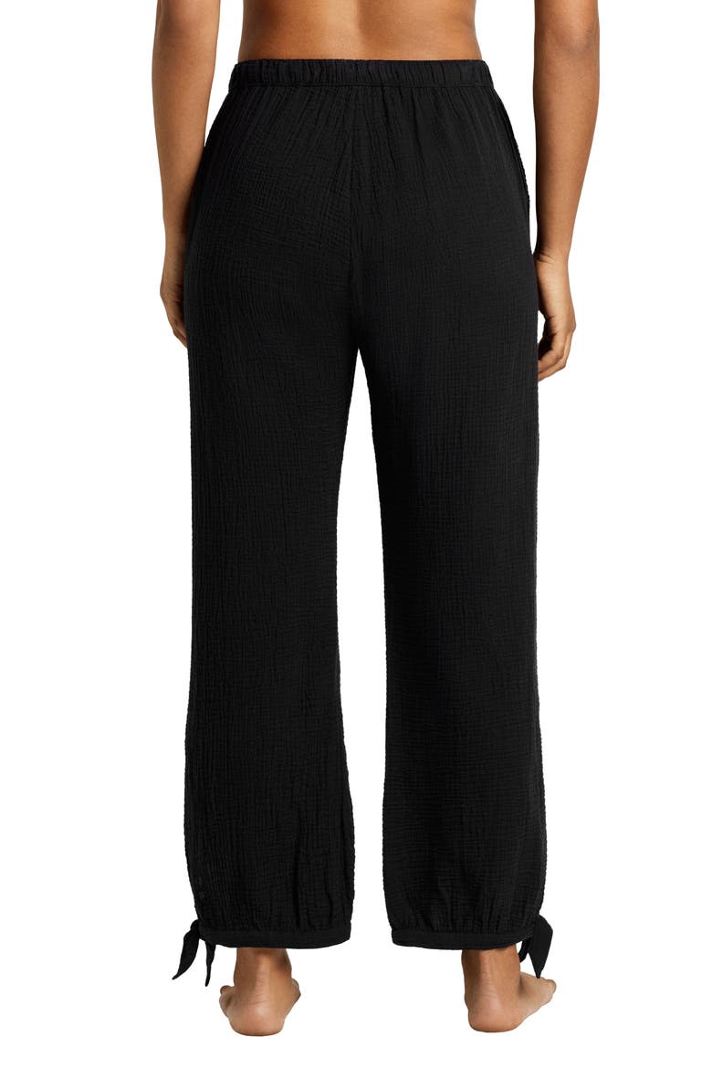 Cotton Gauze Straight Leg Cover-Up Pants, Alternate, color, BLACK