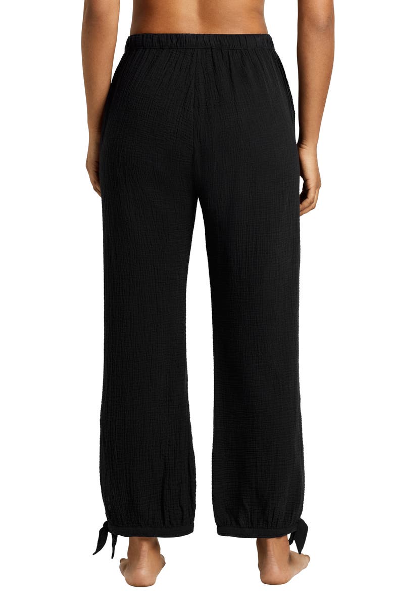Lauren Ralph Lauren Cotton Gauze Straight Leg Cover-Up Pants, Alternate, color, Black