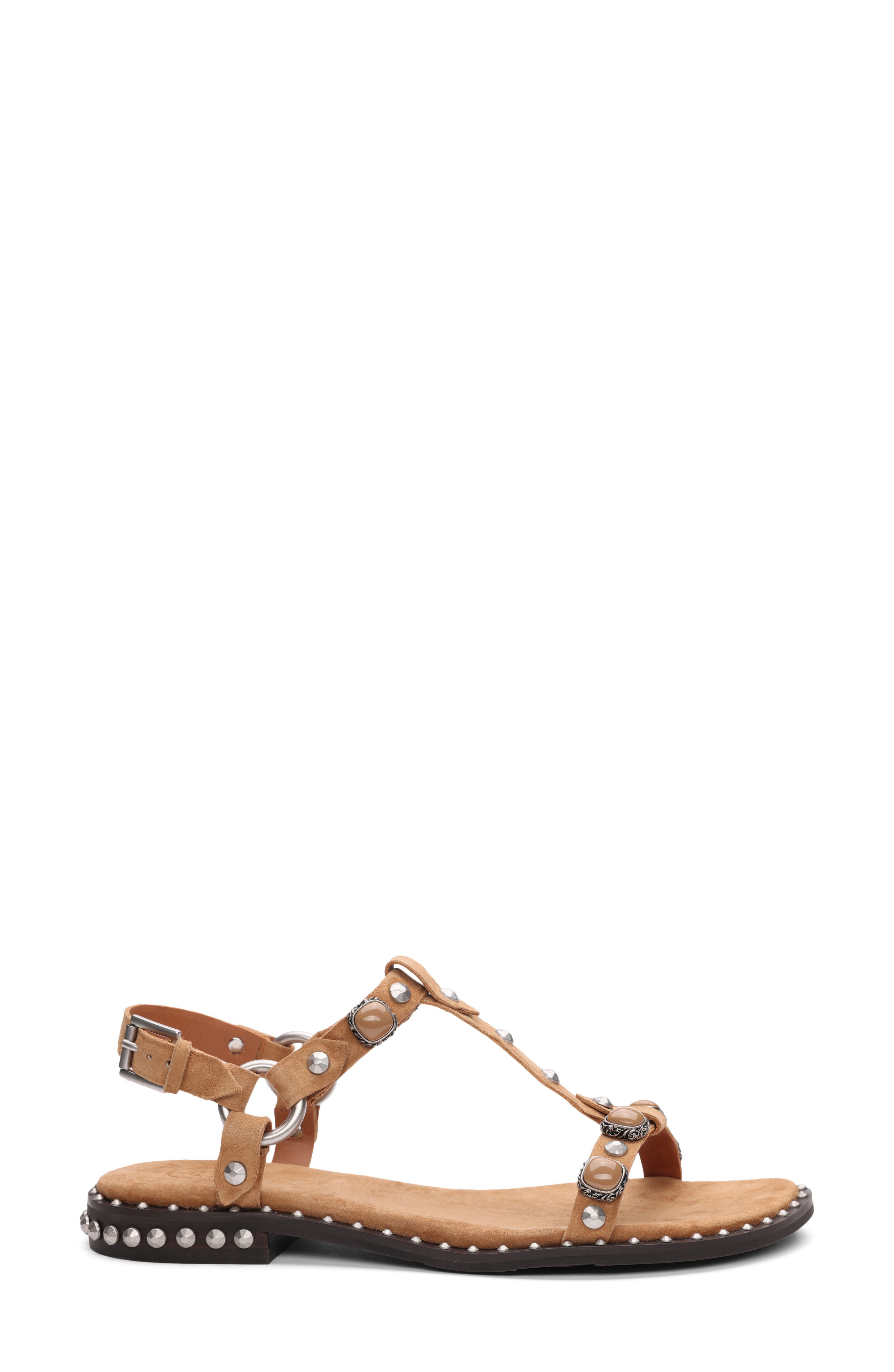 Pebble Stud Embellished Ankle Strap Sandal, Alternate, color, MOKA MOU