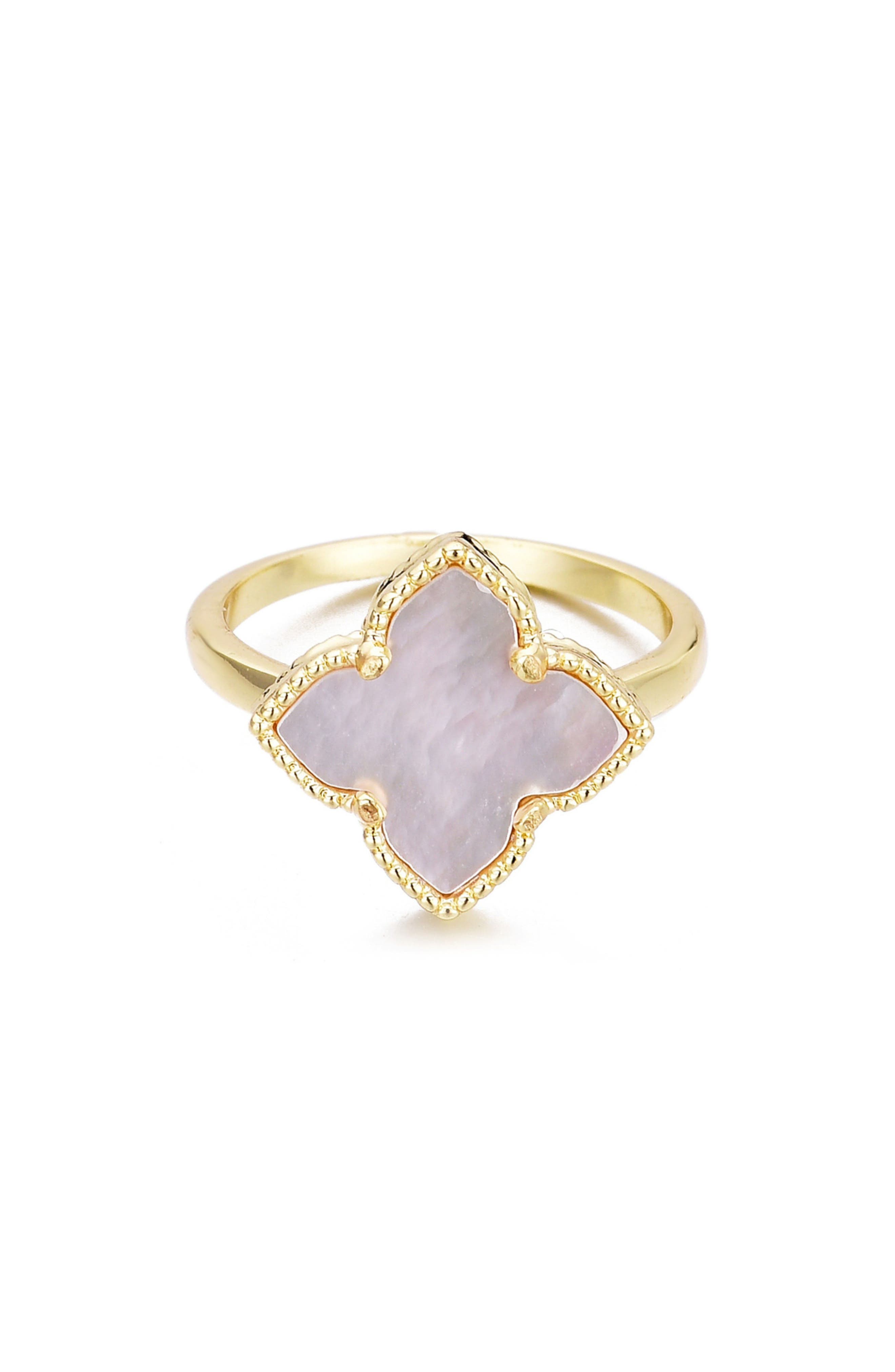 Adornia Mother of Pearl Clover Ring