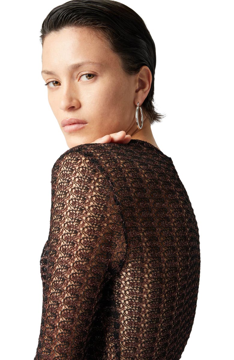Missoni Collar Sweater In Viscose Lamé Lace Motif, Alternate, color, 