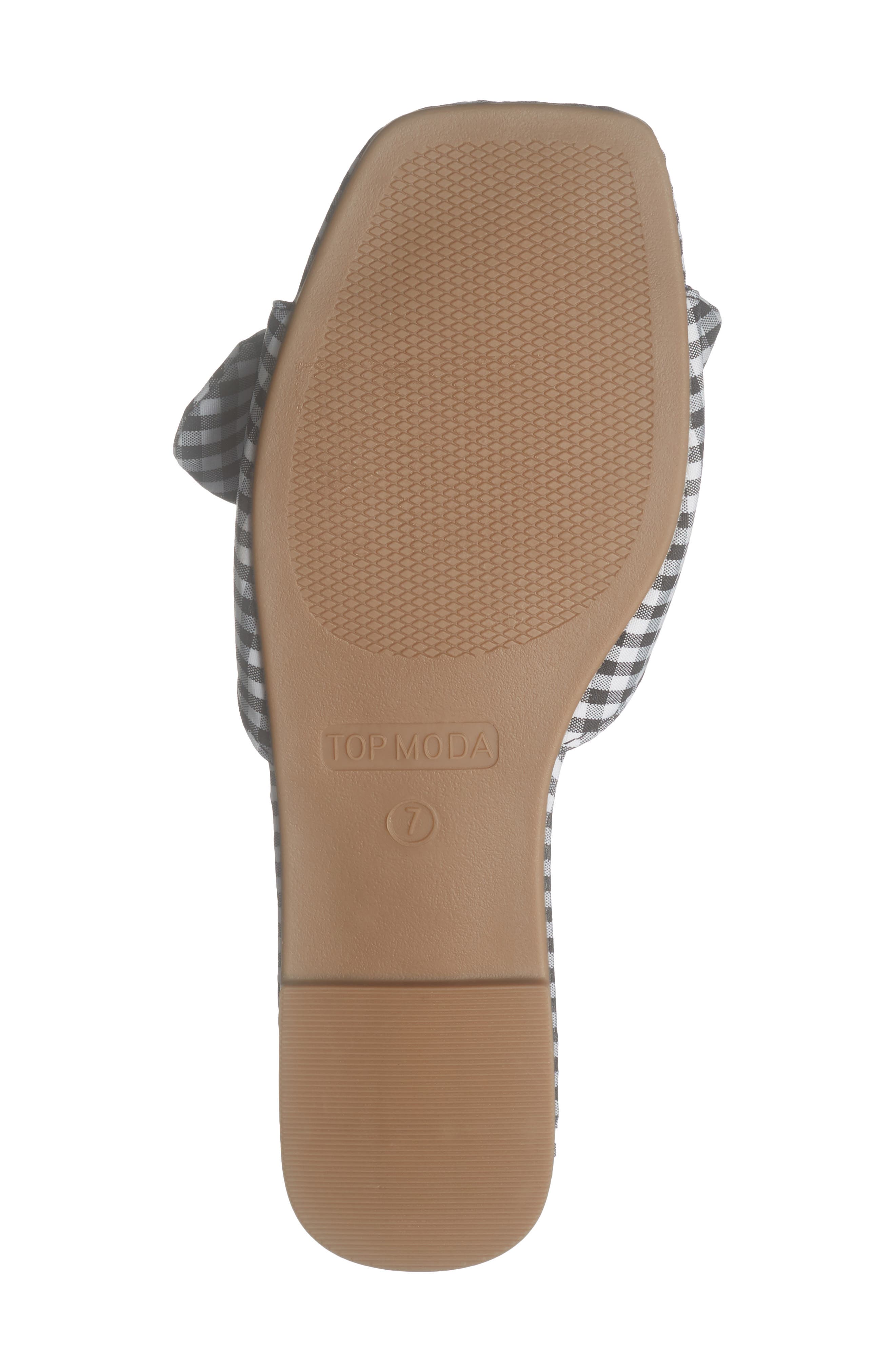 TOP MODA Penny Gingham Bow Slide Sandal, Alternate, color, Black