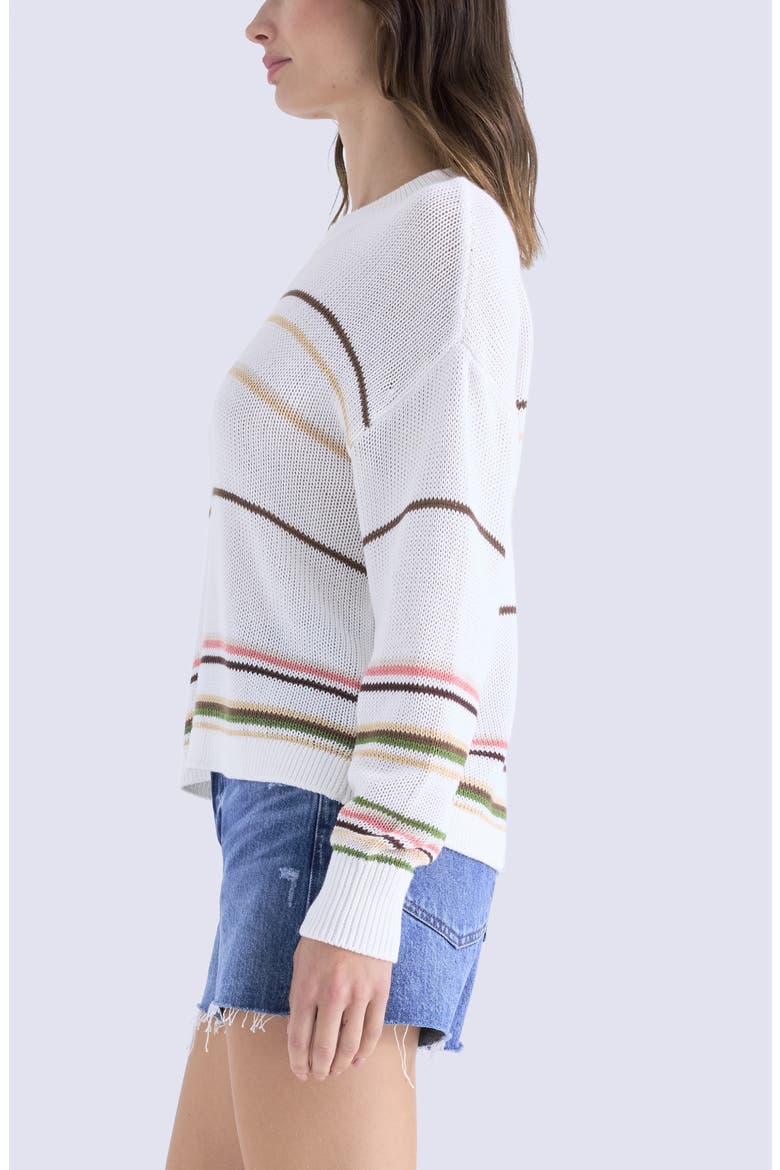 Eva Rib Knit Frayed Edge Cotton Sweater, Alternate, color, LIGHT TUMERIC MULTI STRIPE