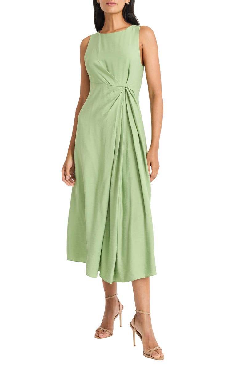 Maggy London Draped Midi Dress, Main, color, Green Eyes