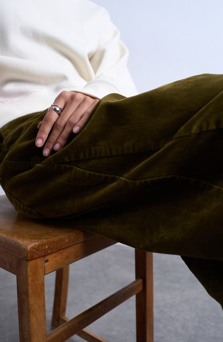 Topshop Velvet Barrel Leg Pants, Alternate, color,