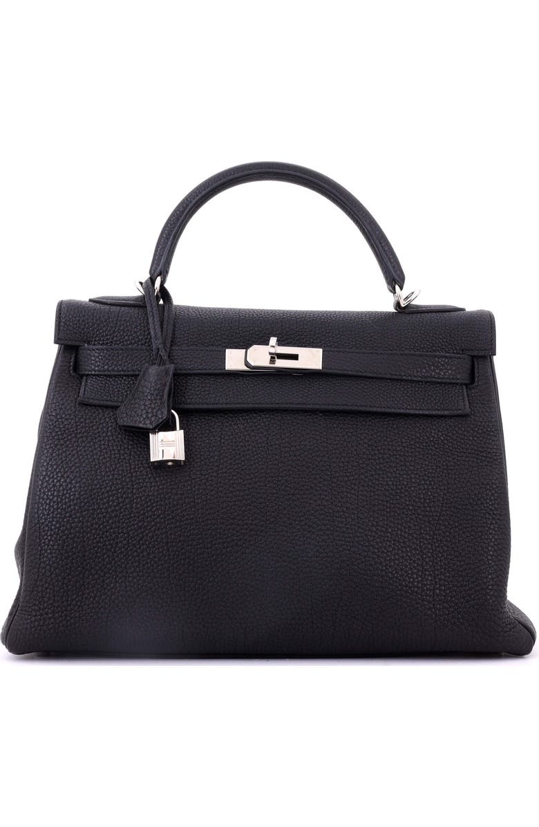 Pre-Owned Hermes Kelly Handbag Black Togo with Palladium Hardware 32, Main, color, Noir