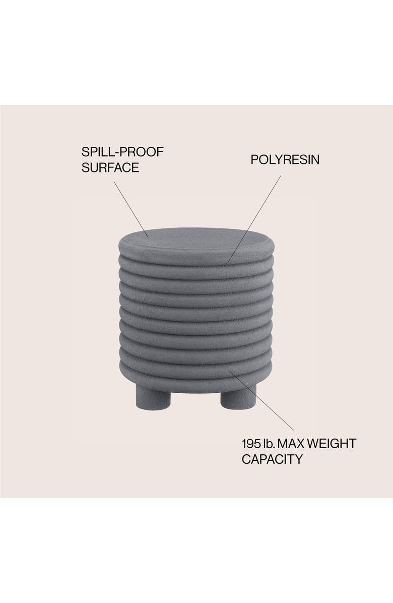 JONATHAN Y Evans 18" Minimalist Modern 3-Legged Drum Indoor/Outdoor Accent Table, Alternate, color, Gray Frosted