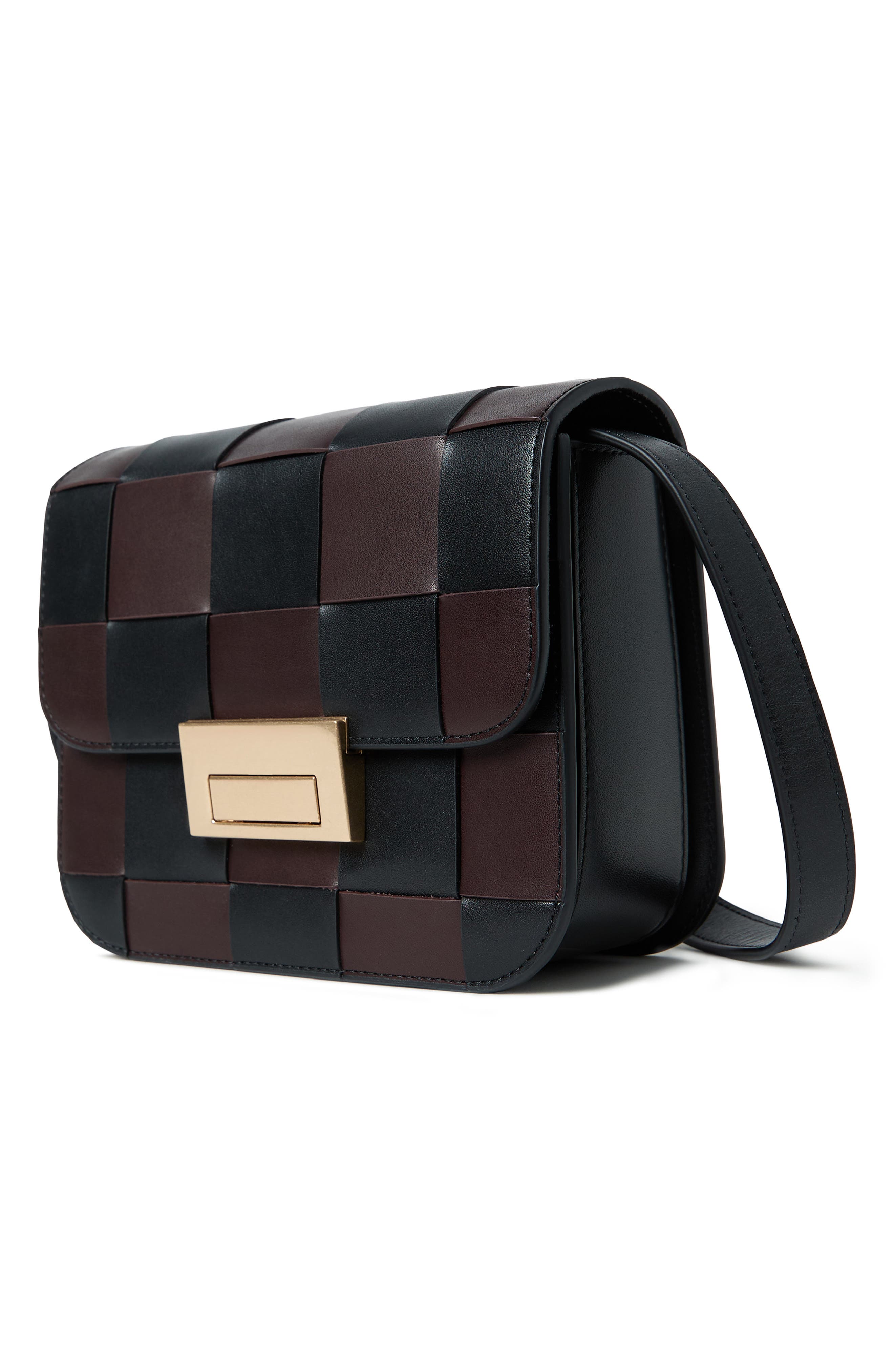 Loeffler Randall Desi Woven Leather Crossbody Bag, Alternate, color, Black/ Espresso