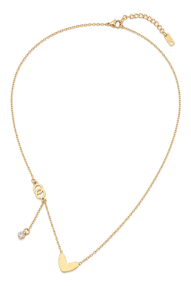 Heart & Cubic Zirconia Pendant Necklace, Main, color, GOLD
