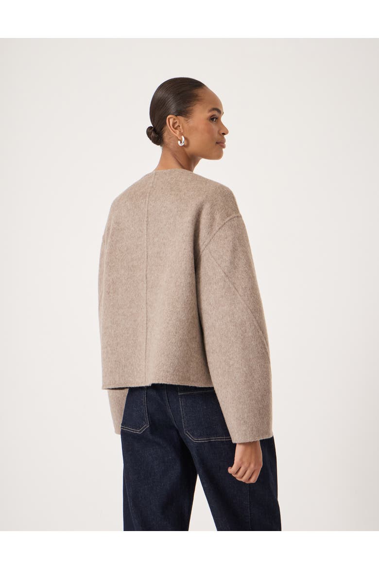 Linnie Double Faced Collarless Jacket, Alternate, color, OATMEAL MARL