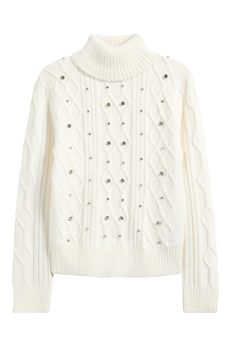 Embellished Cable Stitch Sweater, Alternate, color, IVORY