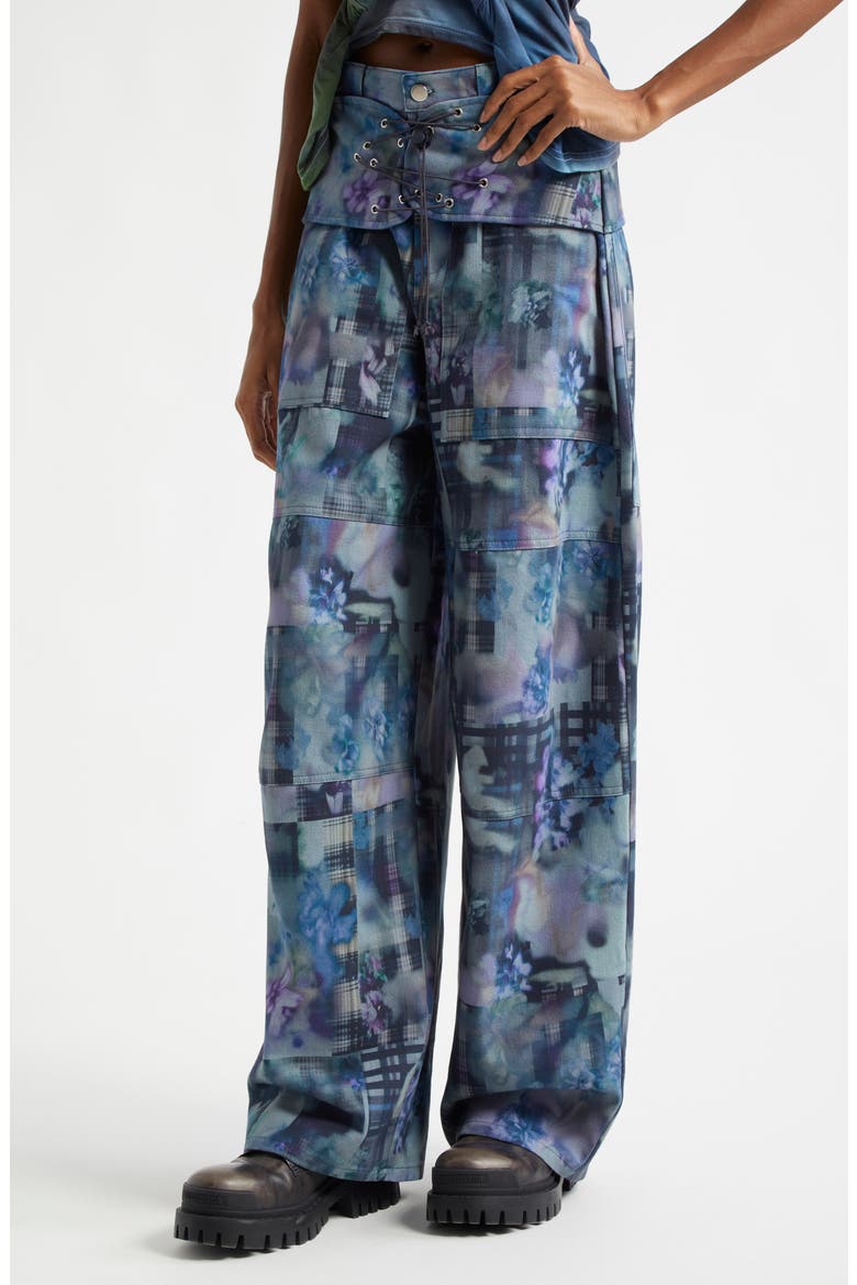 Navy Garden Blur Bungee Pants, Alternate, color, NAVY GARDEN BLUR