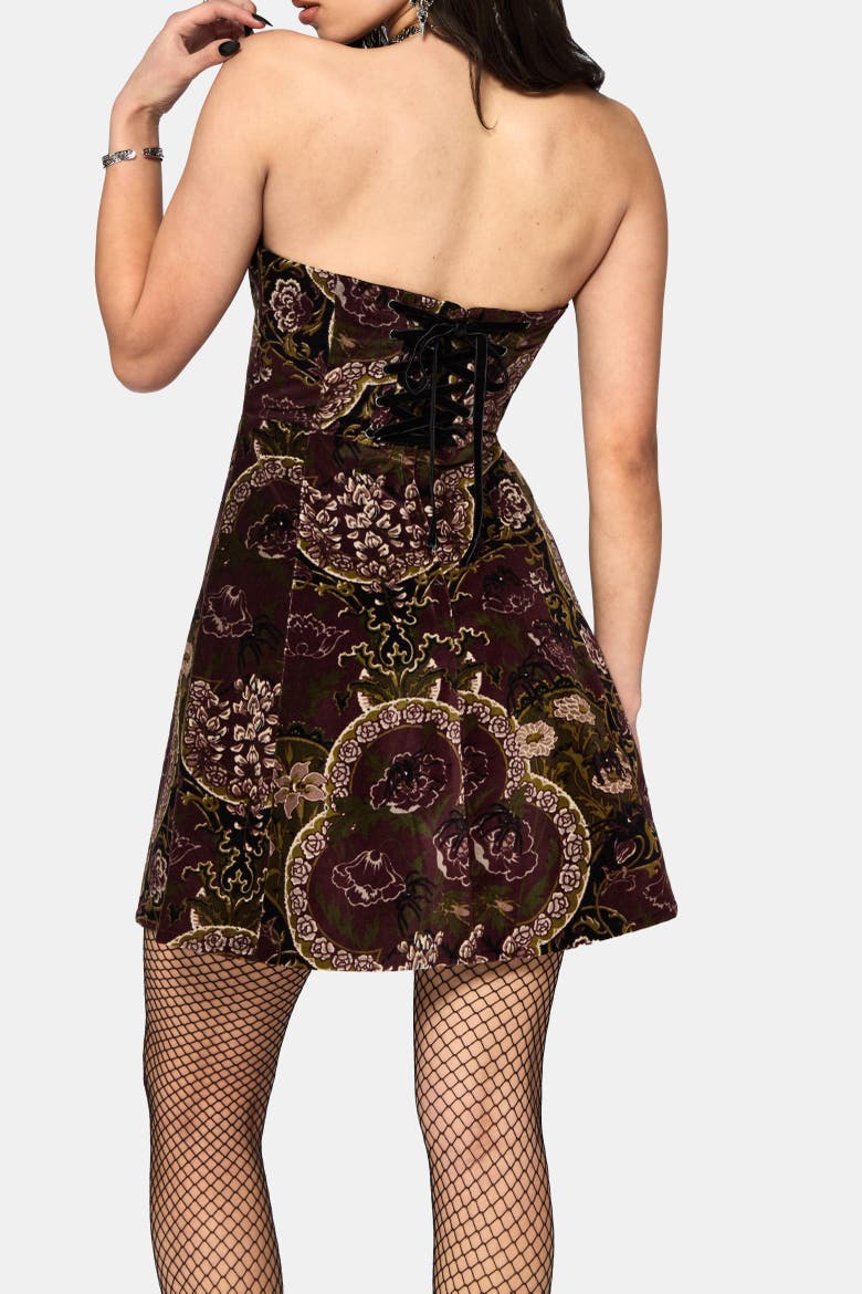 Effie Baroque Strapless Mini Dress, Alternate, color, Dark Red