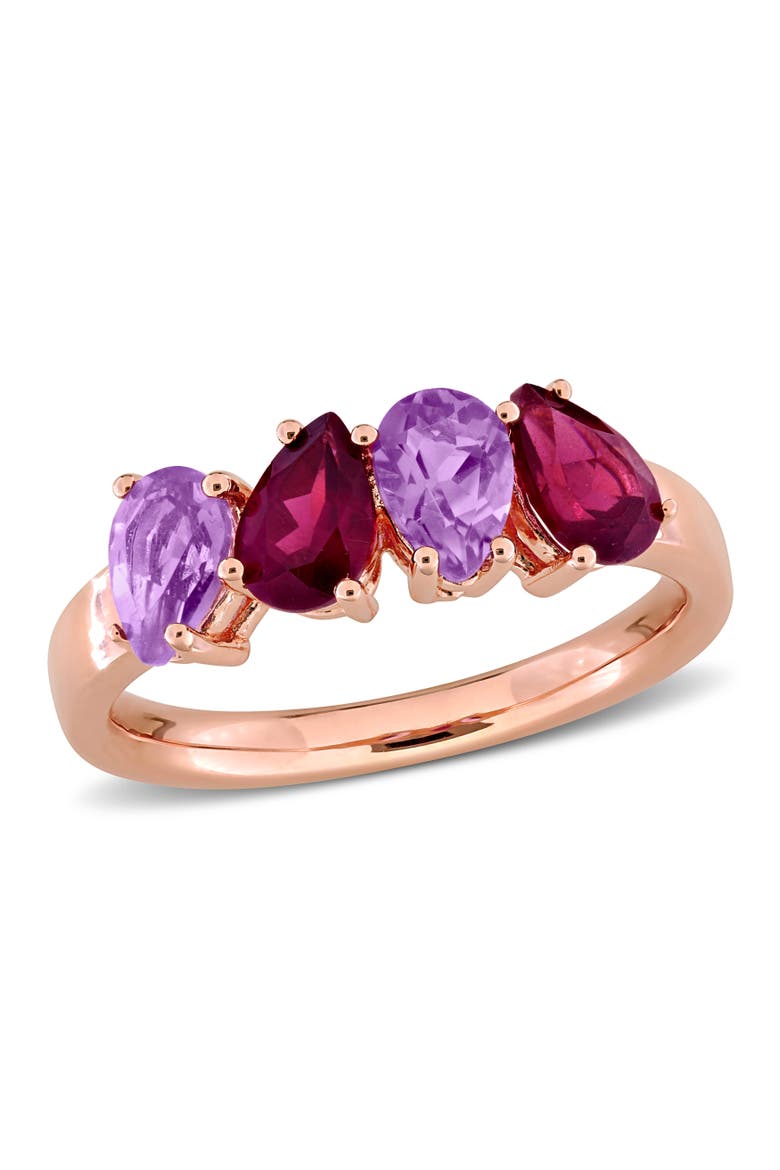 Amethyst & Rhodolite 4-Stone Ring, Main, color, Amethyst