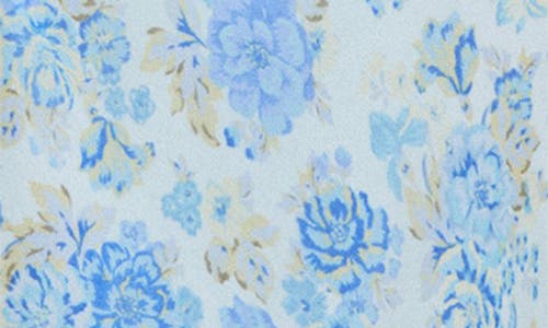 Mango Long Floral Dress With Short Sleeves Blue In Blue