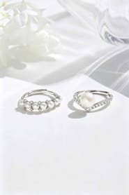 Classicharms Freshwater Pearl Stackable Ring Set