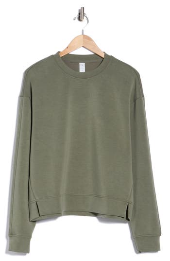 Yogalicious Sandwash Softlite Pintuck Sweatshirt In Mulled Basil