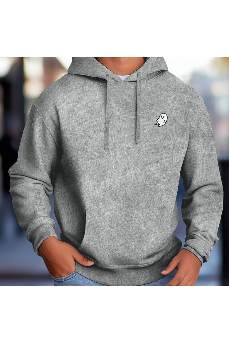 Ghost Embroidered Washed Hoodie, Alternate, color, Gray